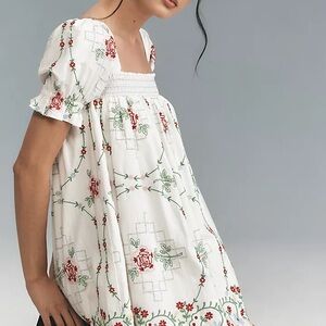 Lulu Rose Embroidered Mini Dress EUC